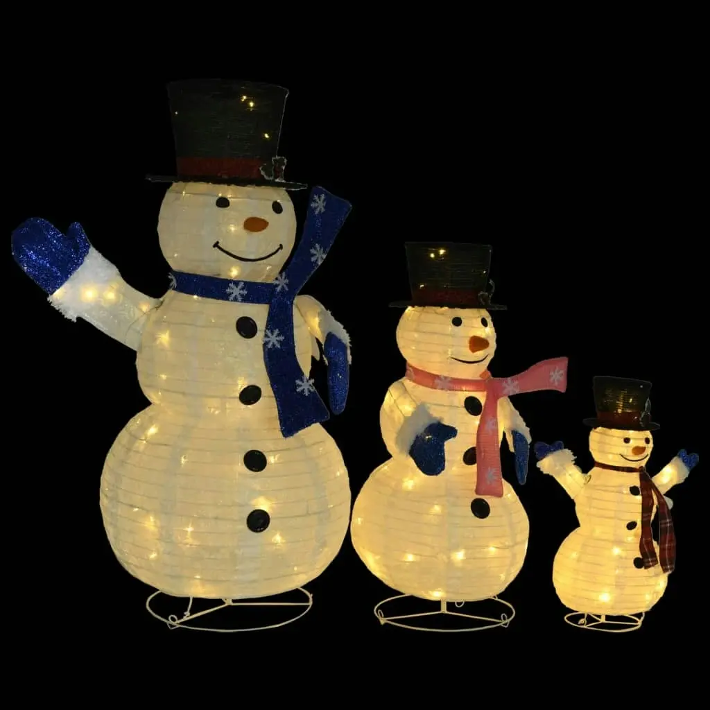 Decorative Christmas Snowman Family Figures with LED Luxury Fabric 329765