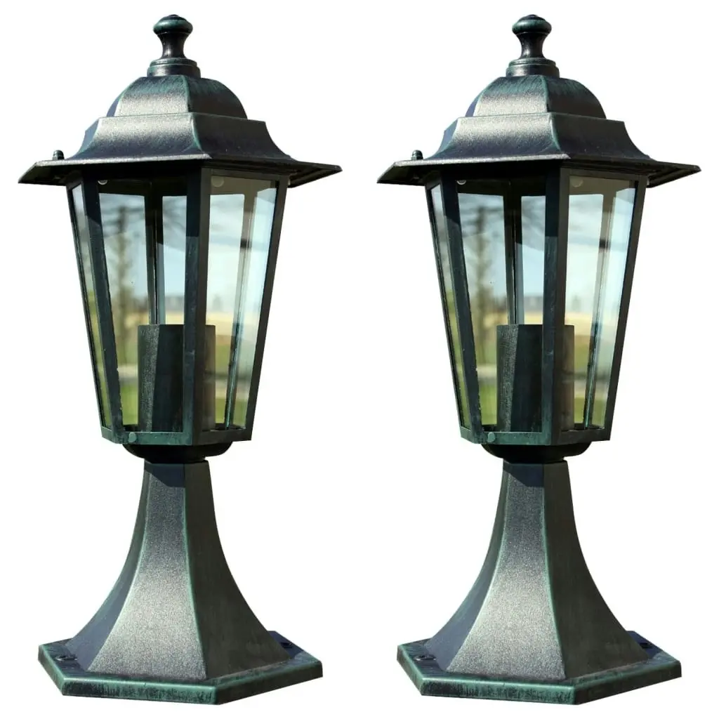 Garden Lights 2 pcs Dark Green/Black Aluminium 3057507