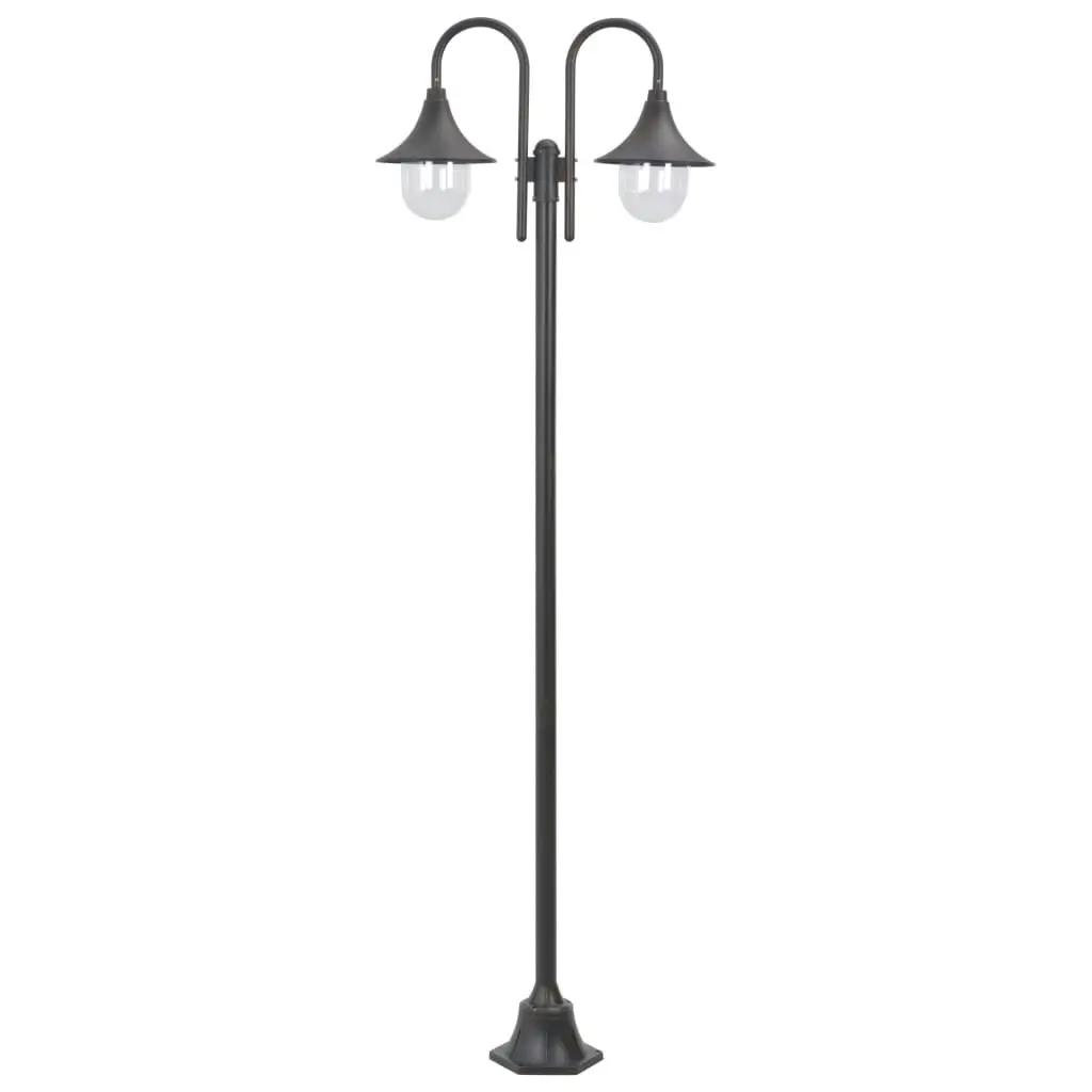 Garden Post Light E27 220 cm Aluminium 2-Lantern Bronze 44209