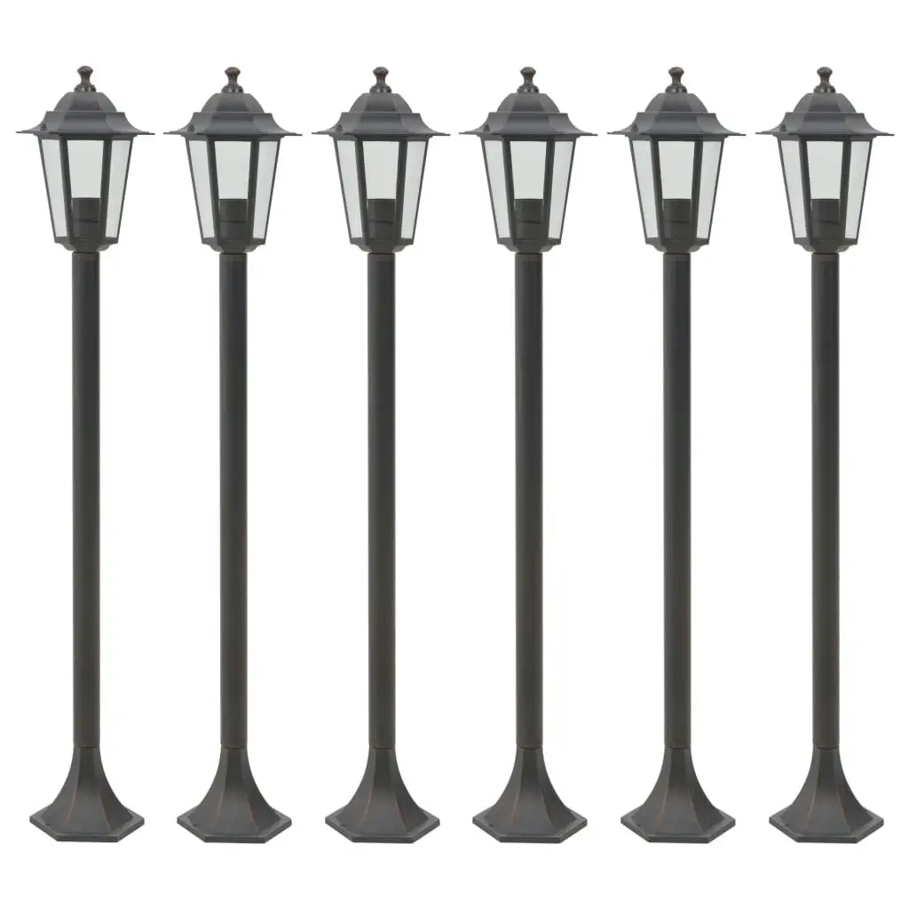 Garden Post Lights 6 pcs E27 110 cm Aluminium Bronze 44205