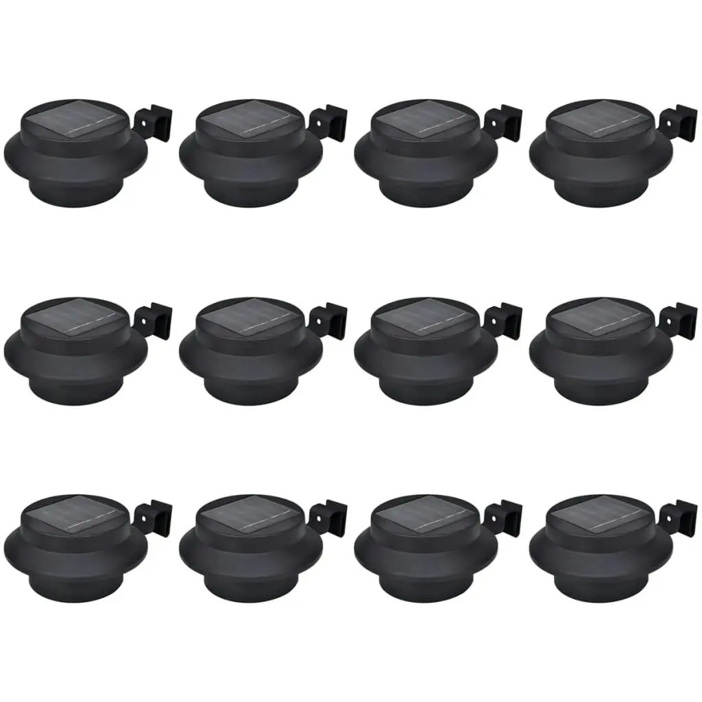 Outdoor Solar Fence Lamps 12 pcs LED Black 277122