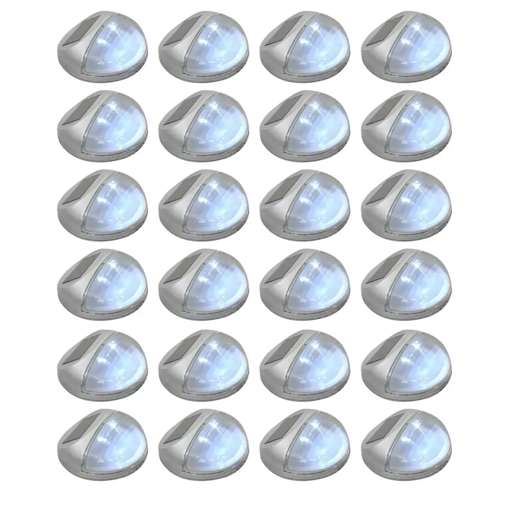 Outdoor Solar Wall Lamps LED 24 pcs Round Silver 277140