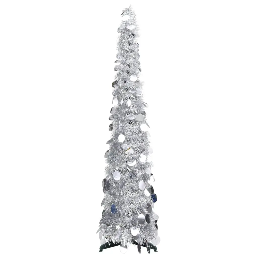 Pop-up Artificial Christmas Tree Silver 120 cm PET 320991