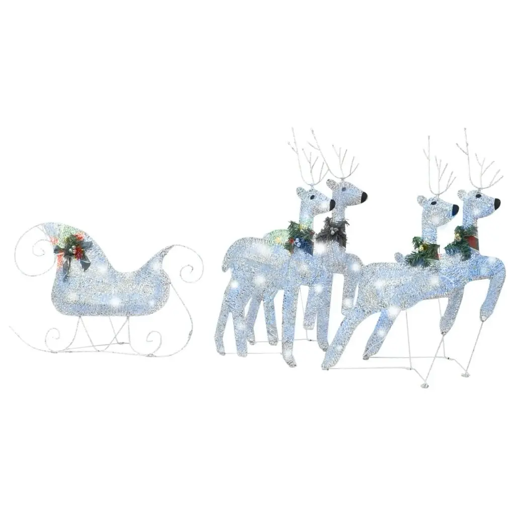 Reindeer & Sleigh Christmas Decoration 100 LEDs Outdoor Silver 329832