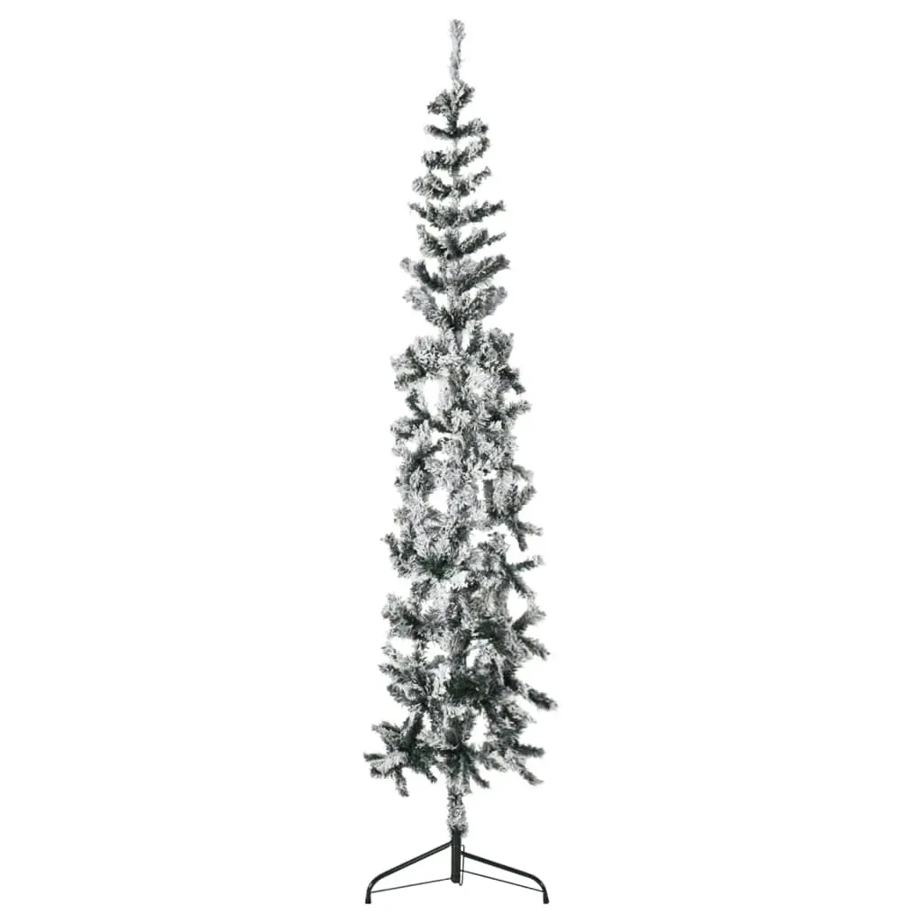 Slim Artificial Half Christmas Tree with Flocked Snow 210 cm 344607