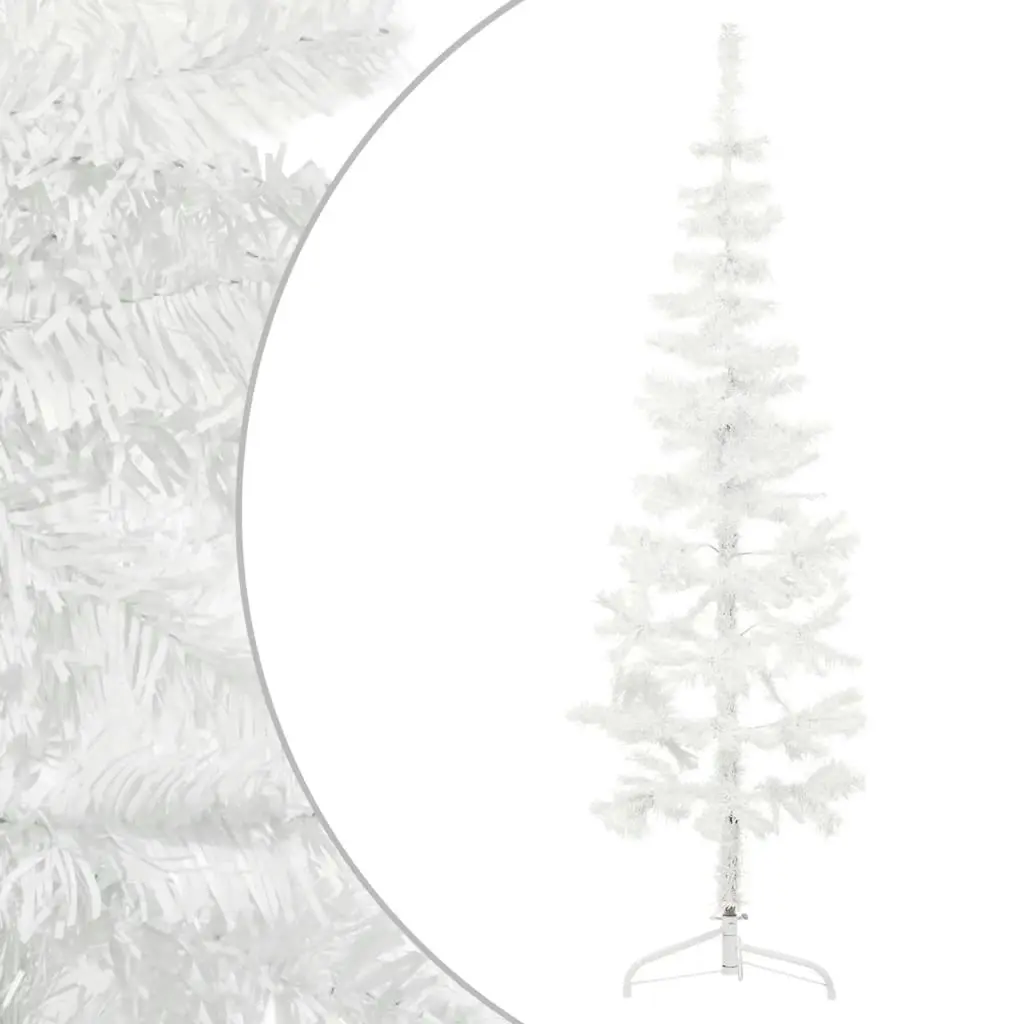 Slim Artificial Half Christmas Tree with Stand White 120 cm 344564