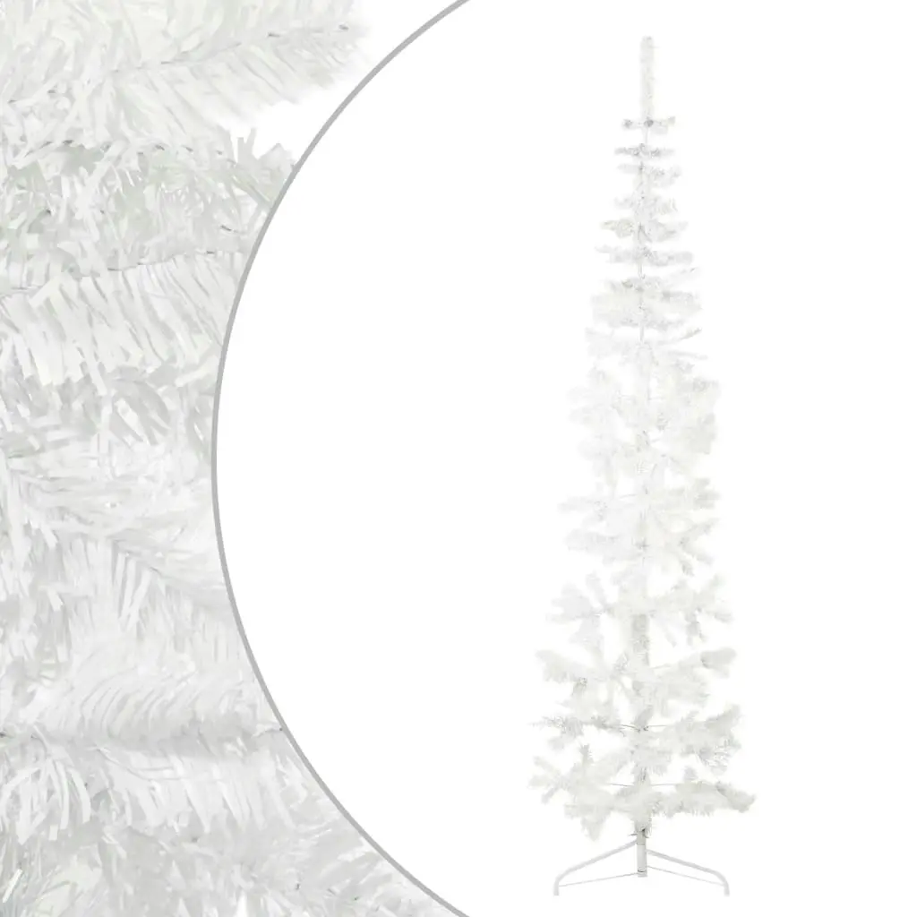 Slim Artificial Half Christmas Tree with Stand White 240 cm 344568