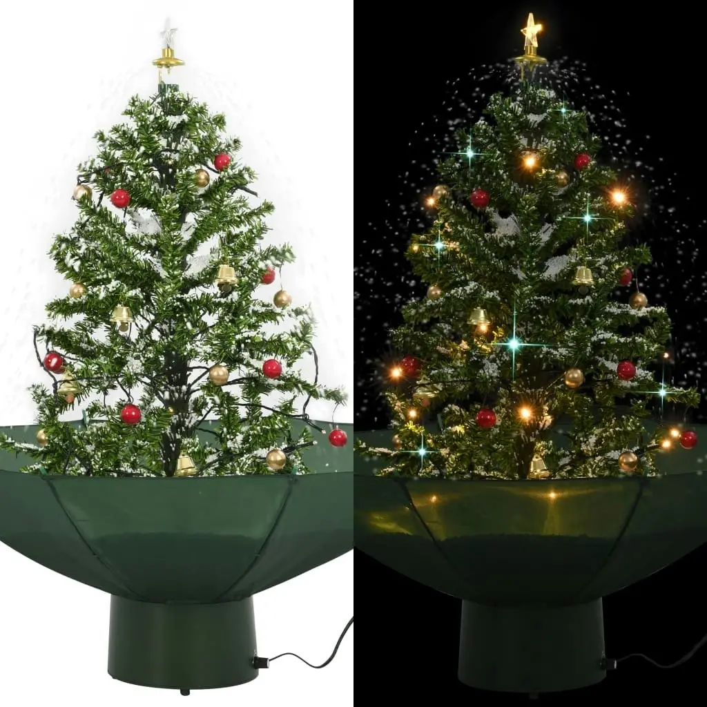 Snowing Christmas Tree with Umbrella Base Green 75 cm 284331