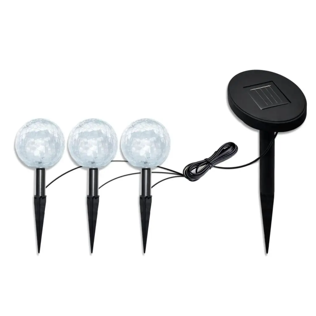 Solar Bowl 3 LED Garden Lights with Spike Anchors & Solar Panel 40870