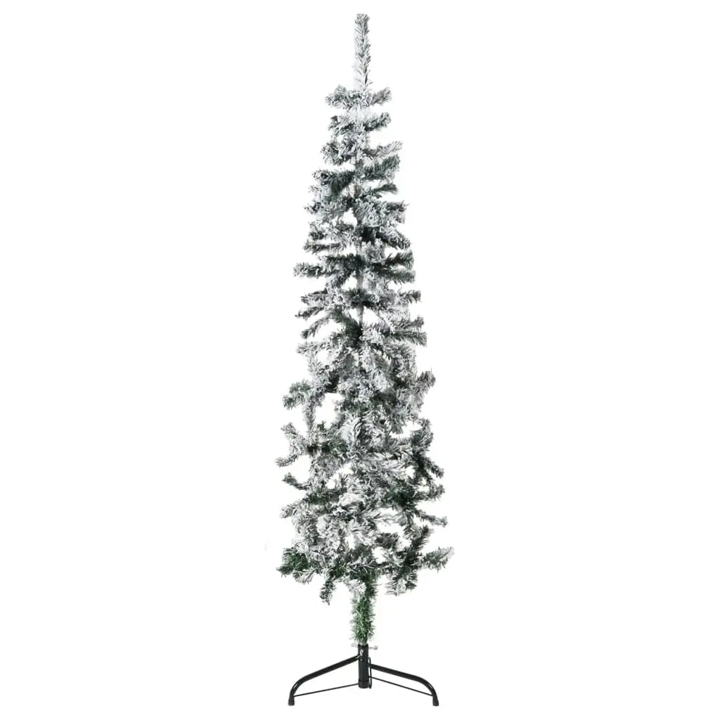 Slim Artificial Half Christmas Tree with Flocked Snow 150 cm 344605