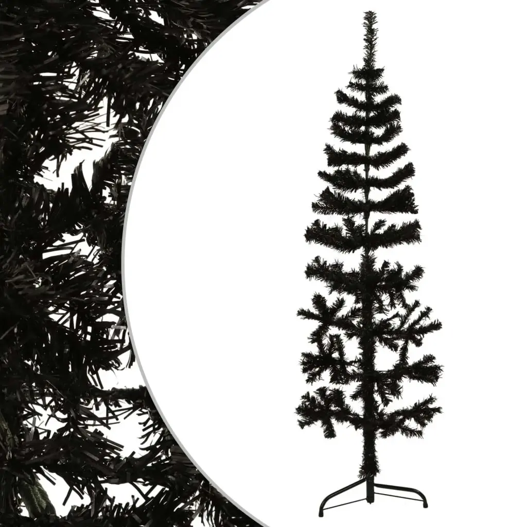 Slim Artificial Half Christmas Tree with Stand Black 120 cm 344574