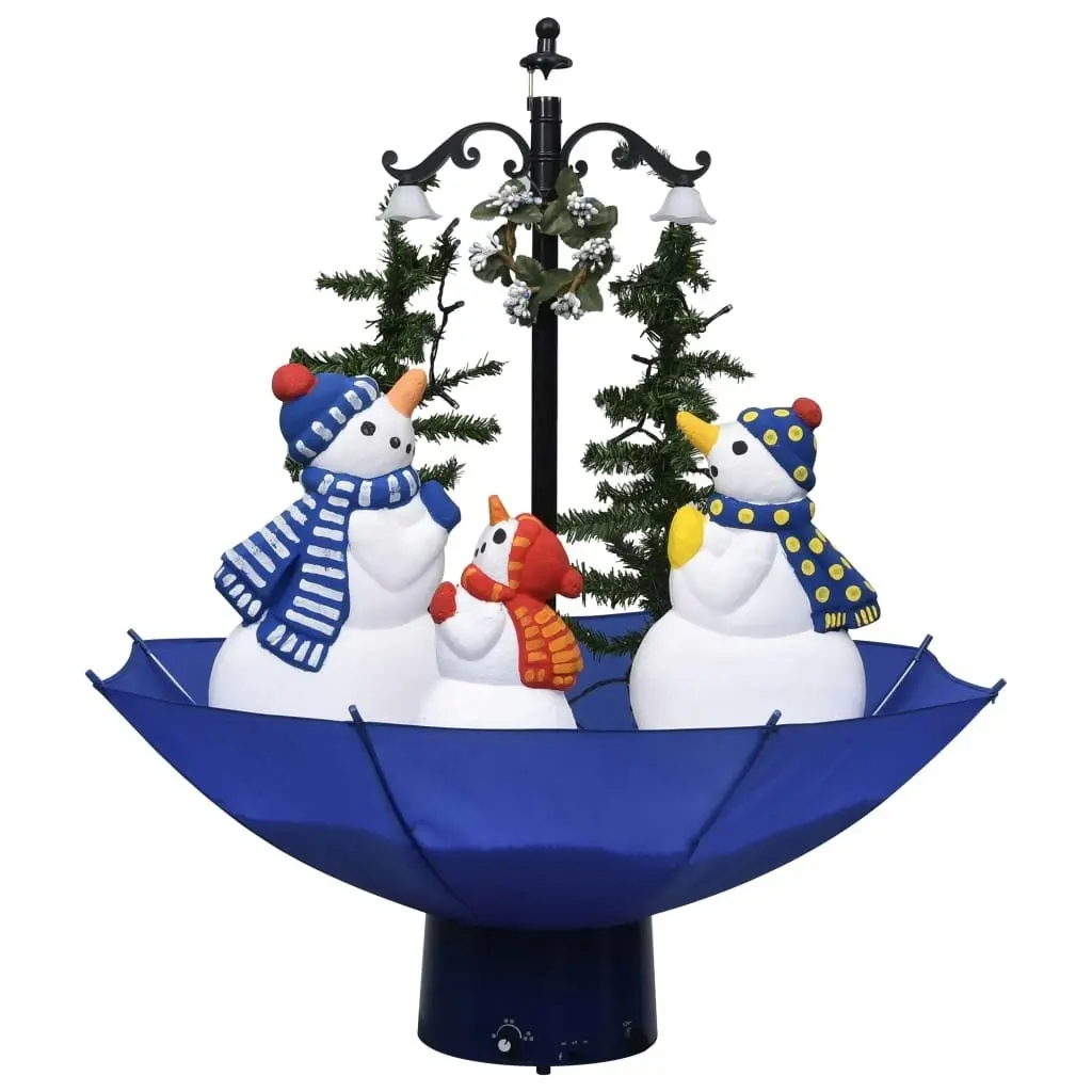 Snowing Christmas Tree with Umbrella Base Blue 75 cm PVC 289929