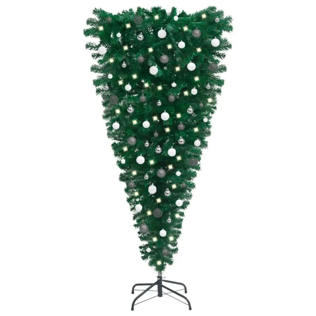 Upside-down Artificial Pre-lit Christmas Tree with Ball Set 150 cm 3078097