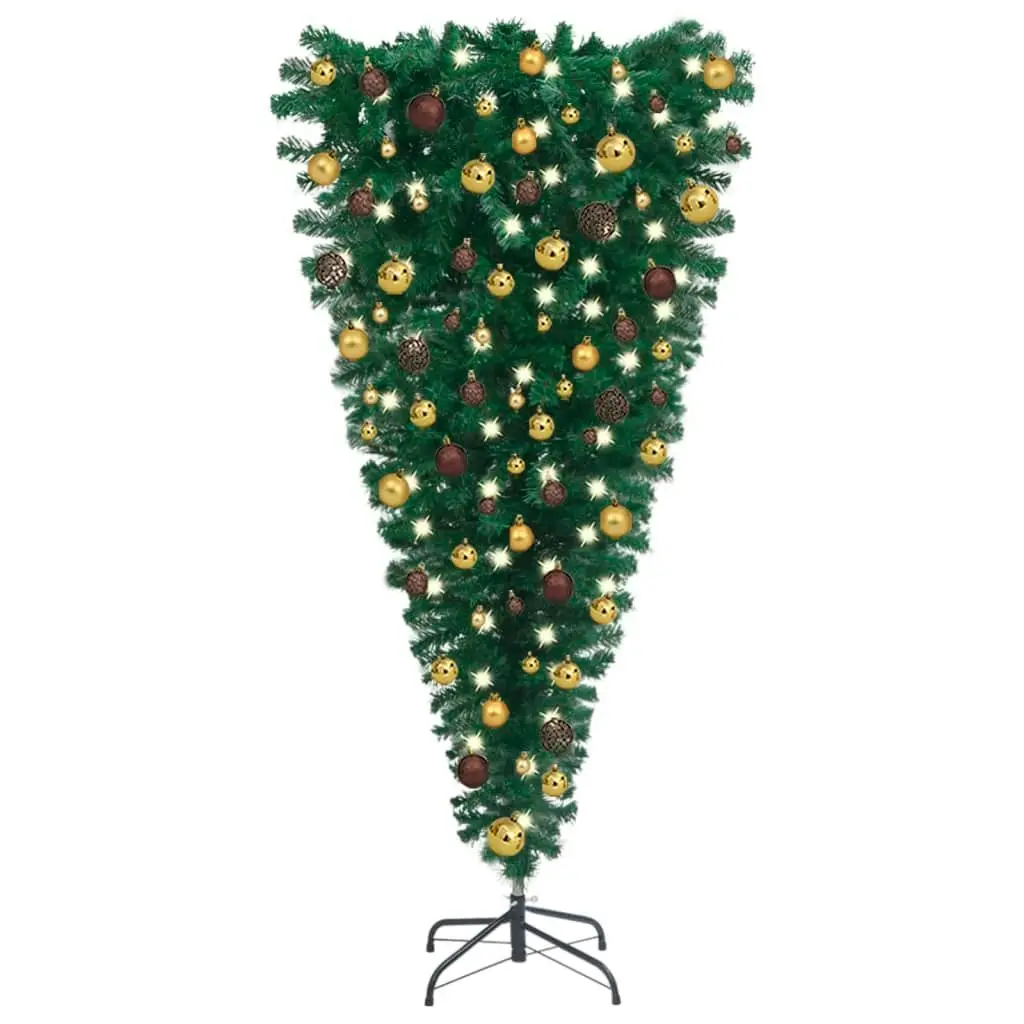 Upside-down Artificial Pre-lit Christmas Tree with Ball Set 210 cm 3078017