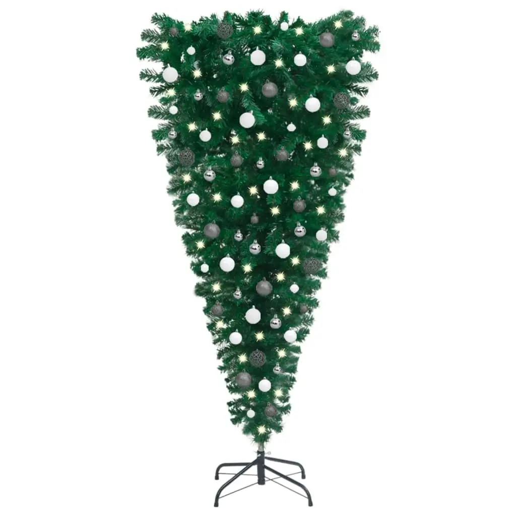 Upside-down Artificial Pre-lit Christmas Tree with Ball Set 120 cm 3078096