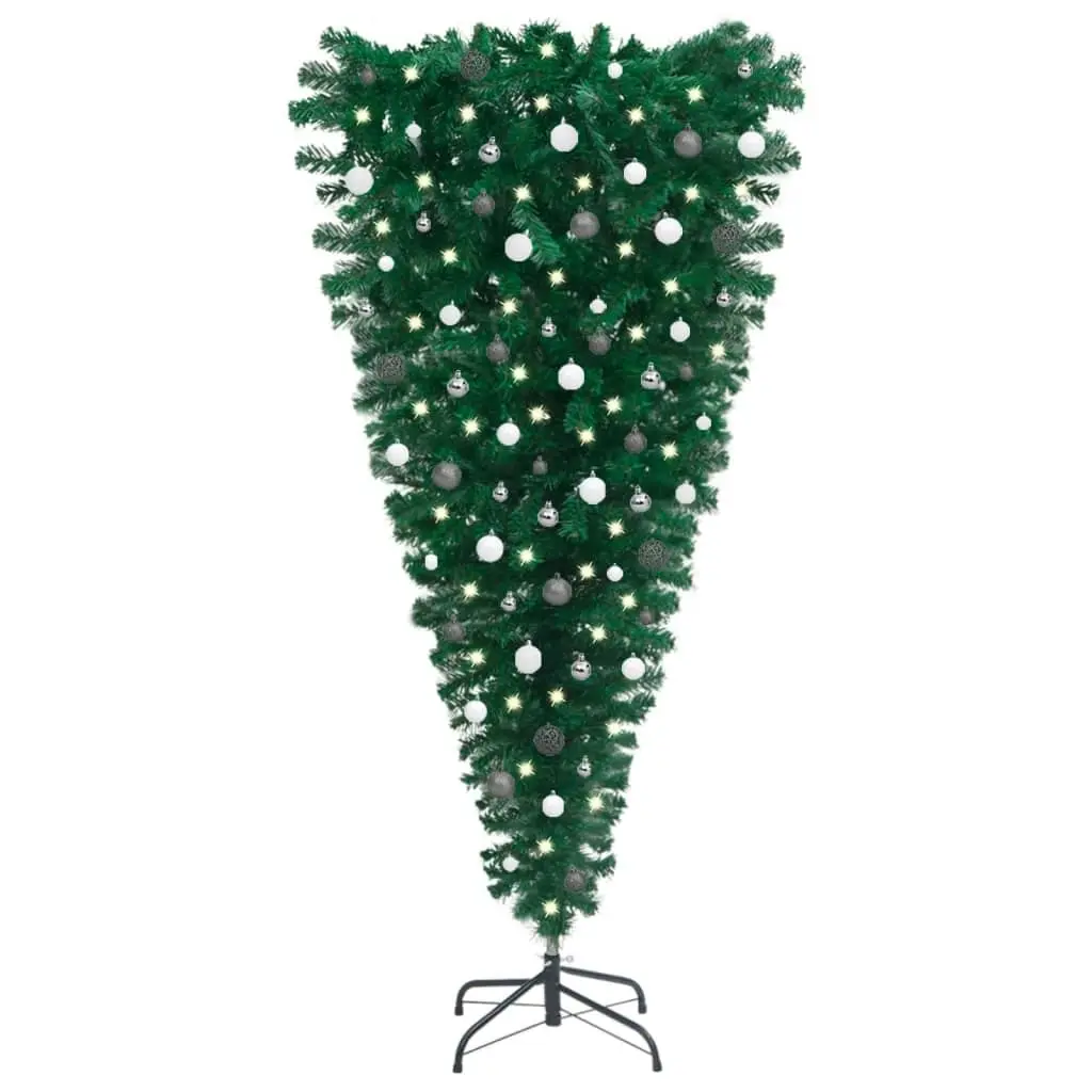 Upside-down Artificial Pre-lit Christmas Tree with Ball Set 180 cm 3078098