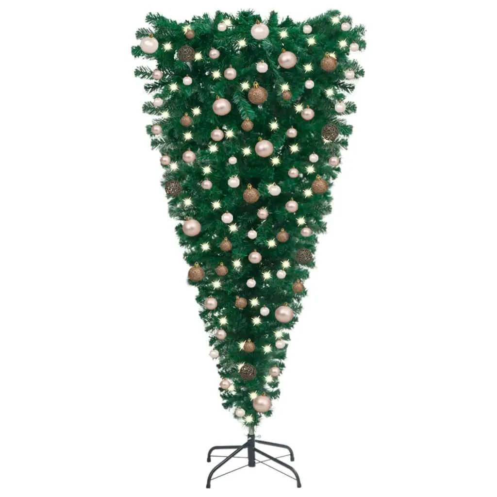 Upside-down Artificial Pre-lit Christmas Tree with Ball Set 240 cm 3078059