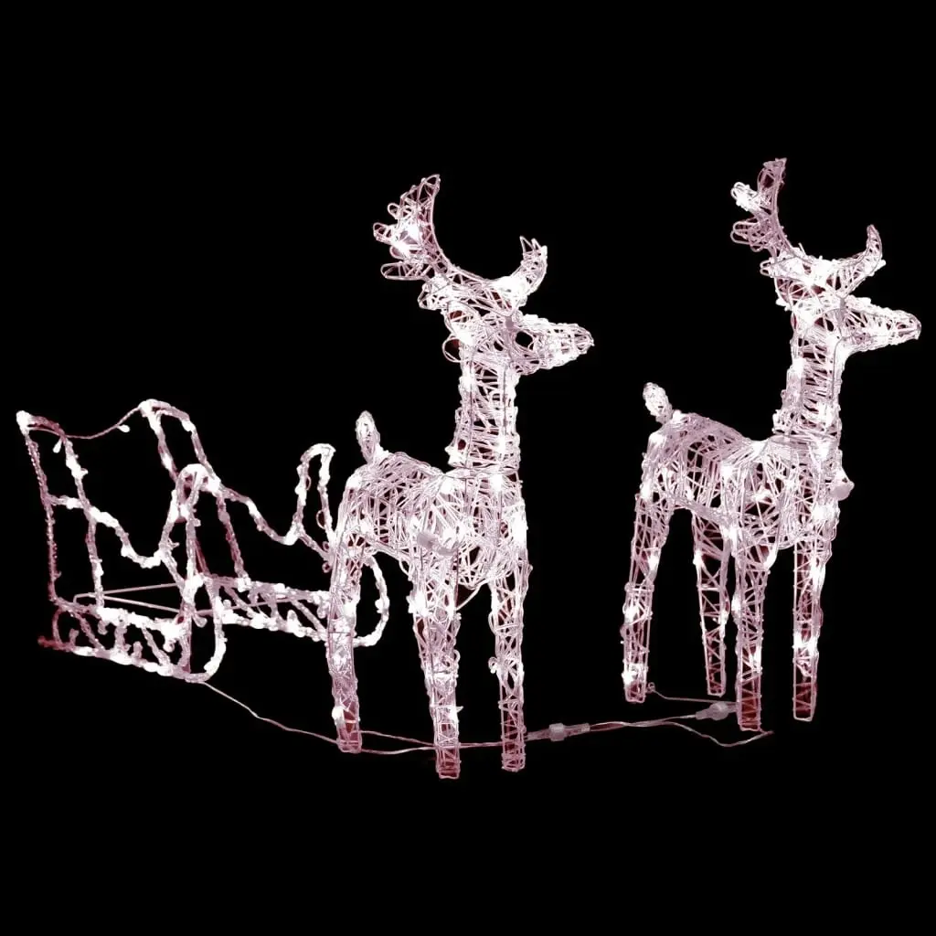 Reindeers & Sleigh Christmas Decoration 160 LEDs 130 cm Acrylic 328514