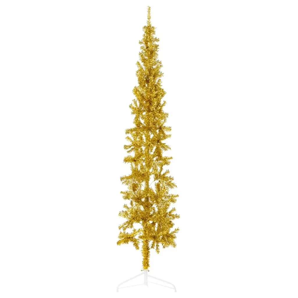 Slim Artificial Half Christmas Tree with Stand Gold 180 cm 344591