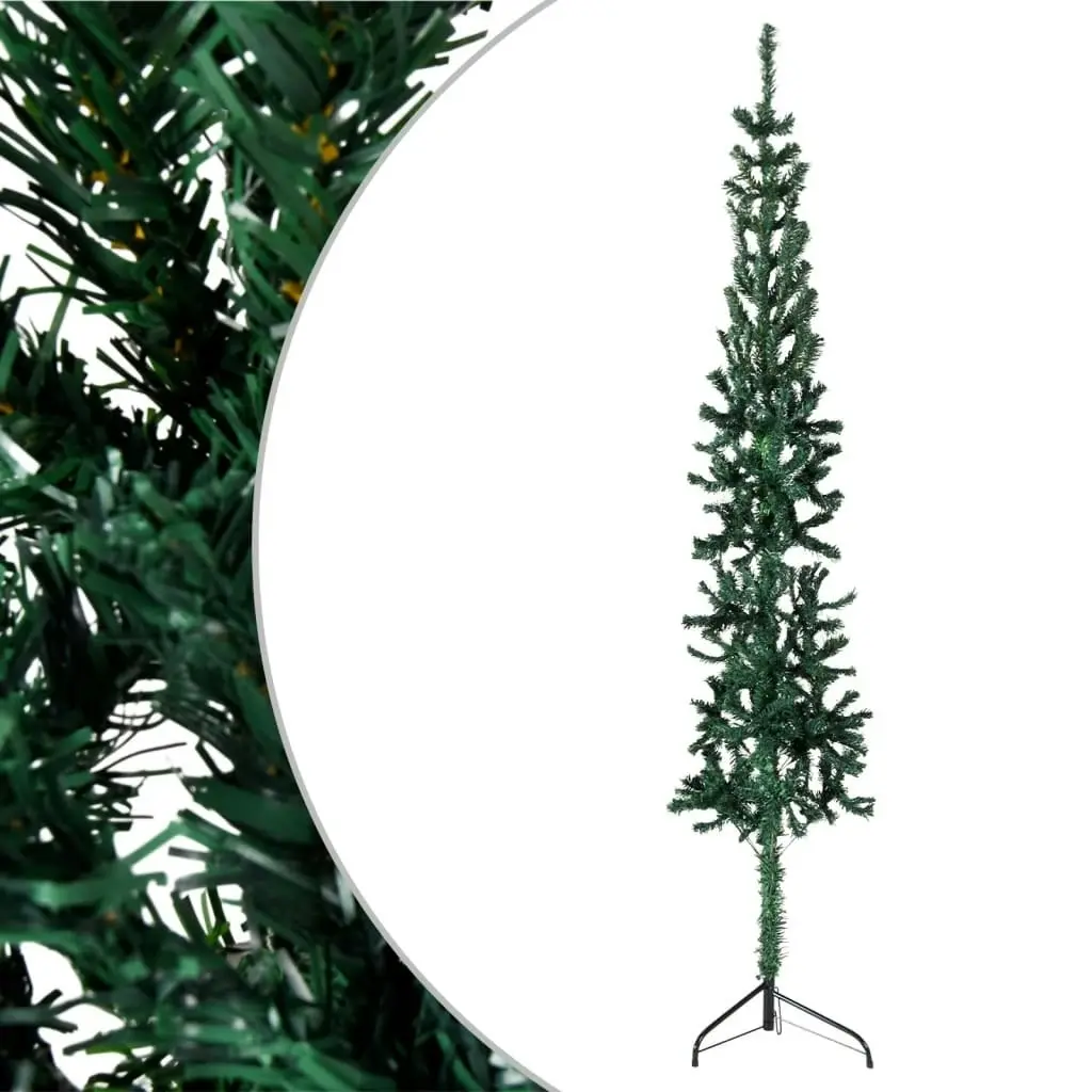 Slim Artificial Half Christmas Tree with Stand Green 120 cm 344599