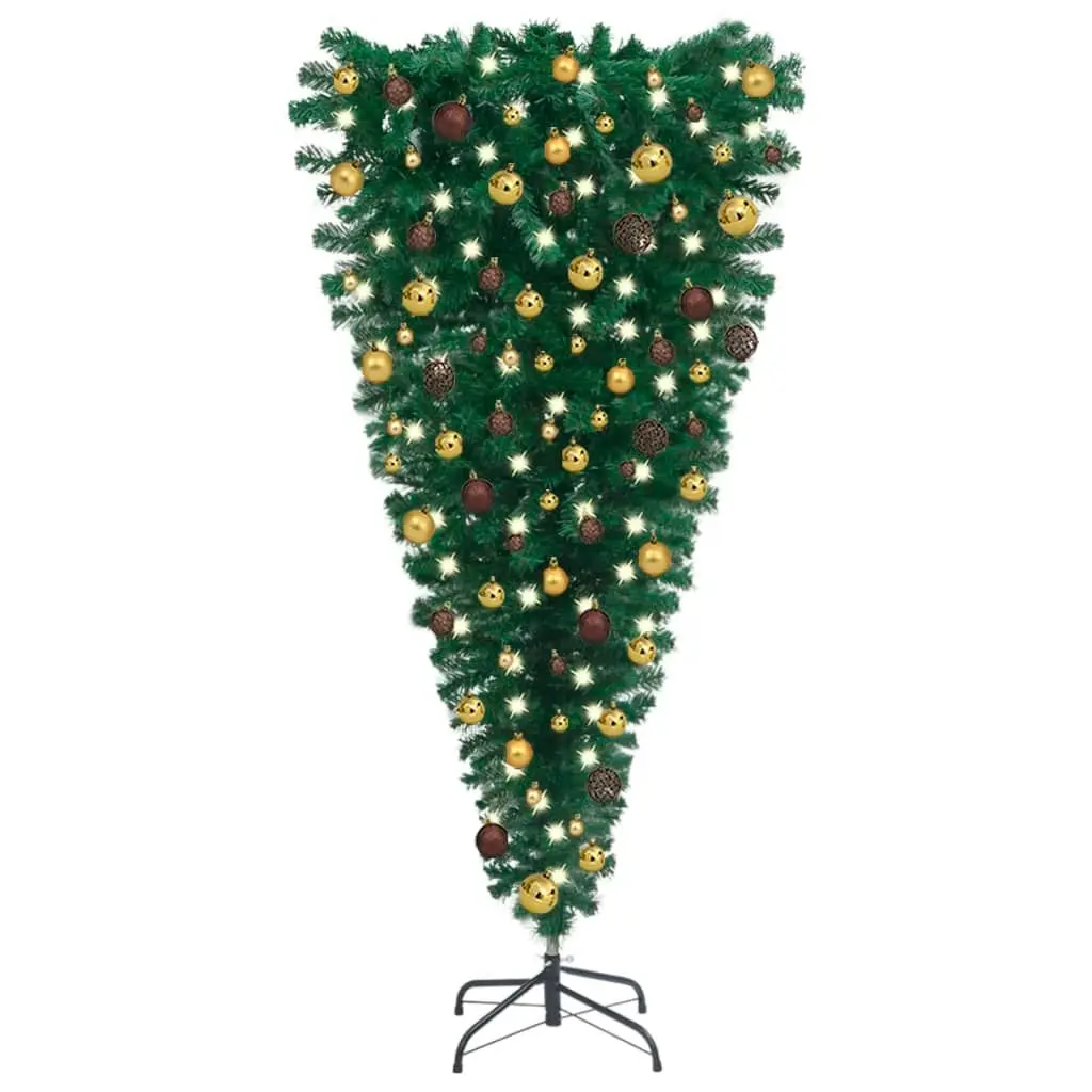 Upside-down Artificial Pre-lit Christmas Tree with Ball Set 240 cm 3078018