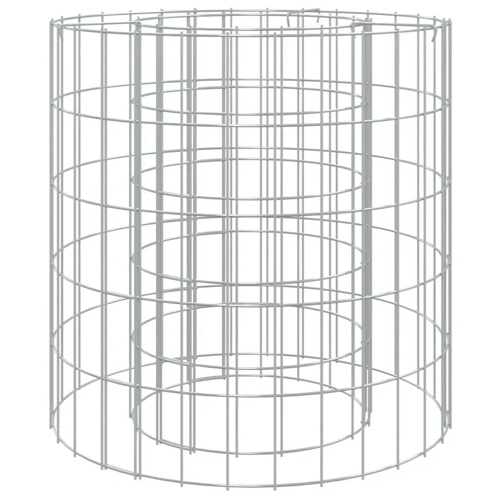 Gabion Fire Pit Ã˜ 50 cm Galvanised Iron 153558