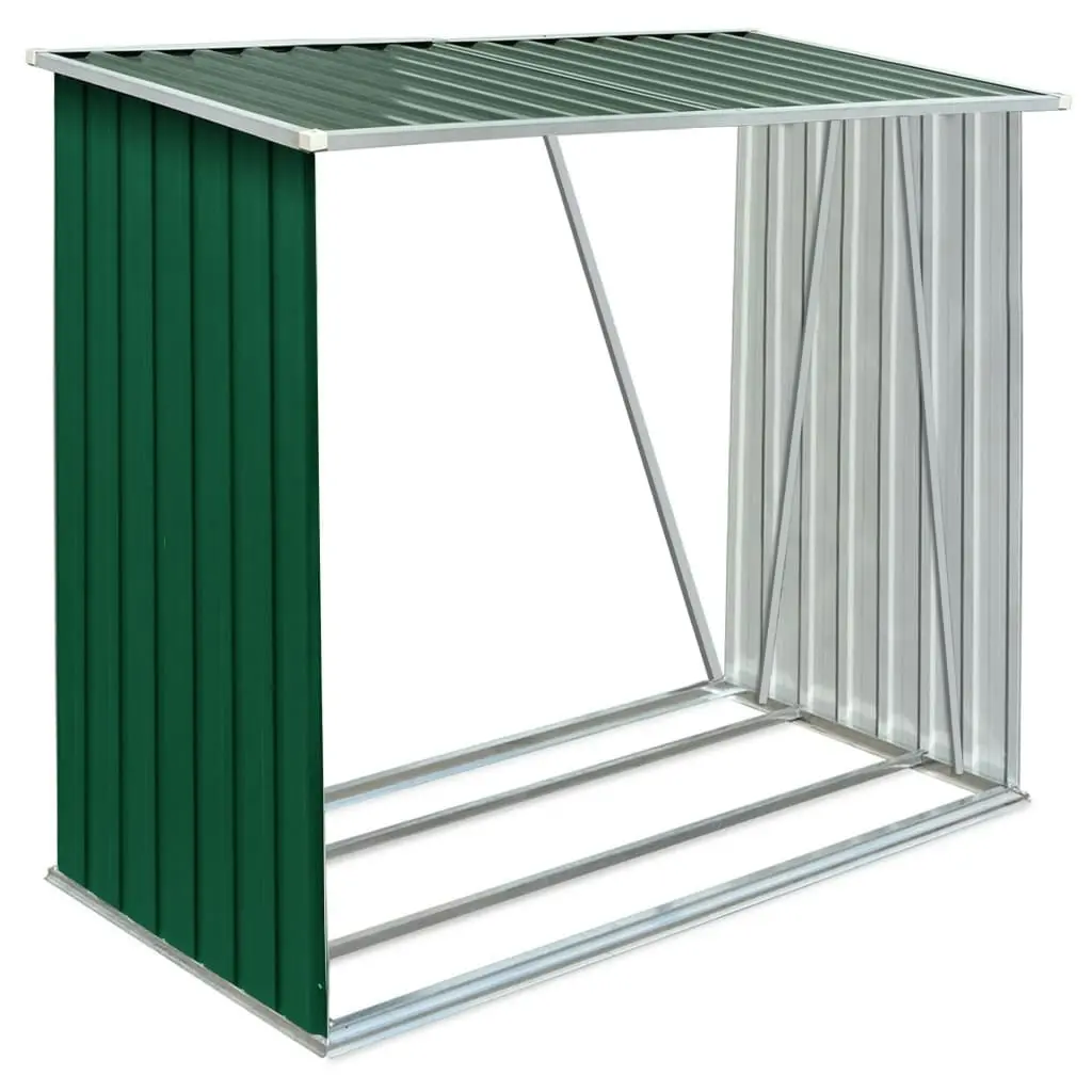 Garden Log Storage Shed Galvanised Steel 163x83x154 cm Green 47089