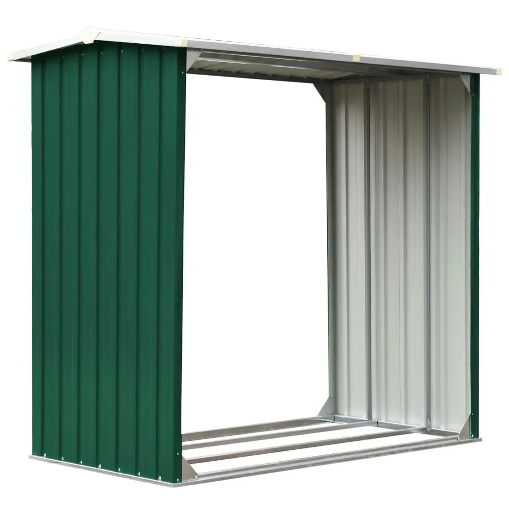 Log Storage Shed Galvanised Steel 172x91x154 cm Green 47080