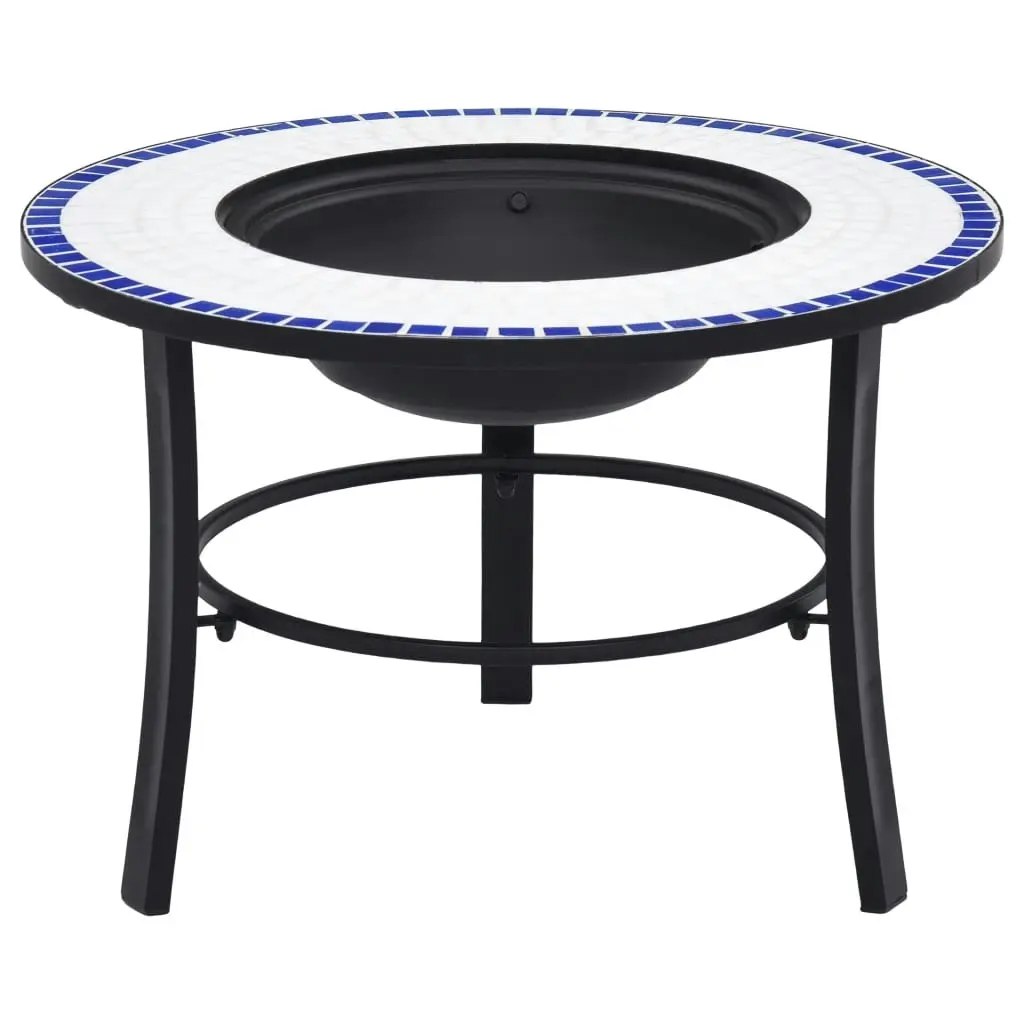 vidaXL Mosaic Fire Pit Blue and White 68cm Ceramic 46720