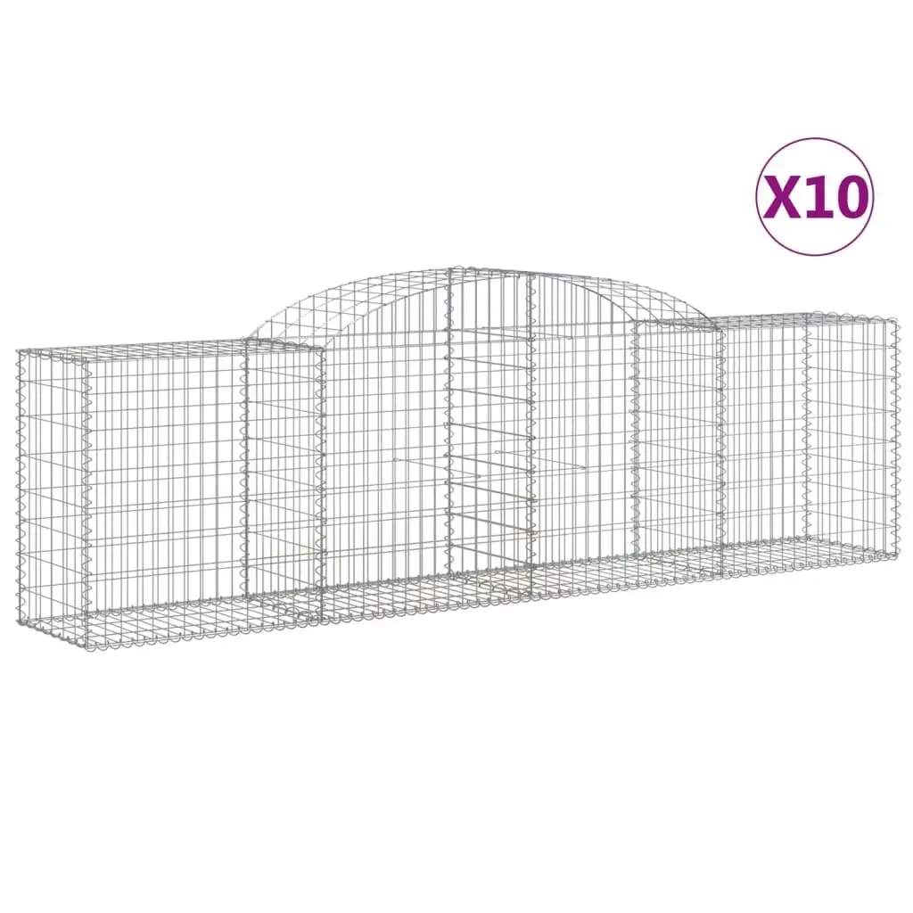 Arched Gabion Baskets 10 pcs 300x50x80/100 cm Galvanised Iron 3146691