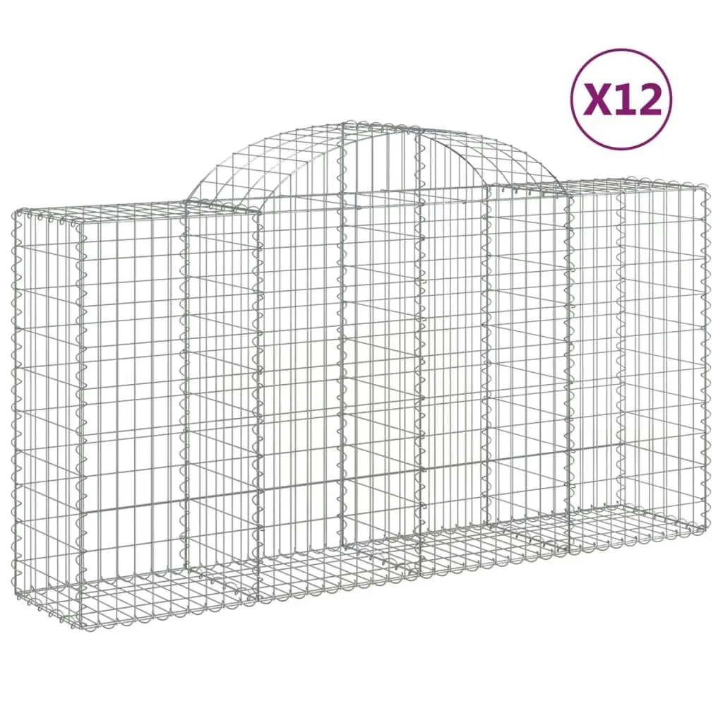 Arched Gabion Baskets 12 pcs 200x50x100/120 cm Galvanised Iron 3146330