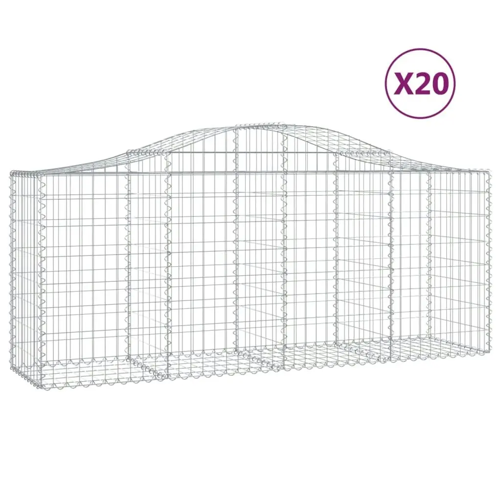 Arched Gabion Baskets 20 pcs 200x50x80/100 cm Galvanised Iron 3145634