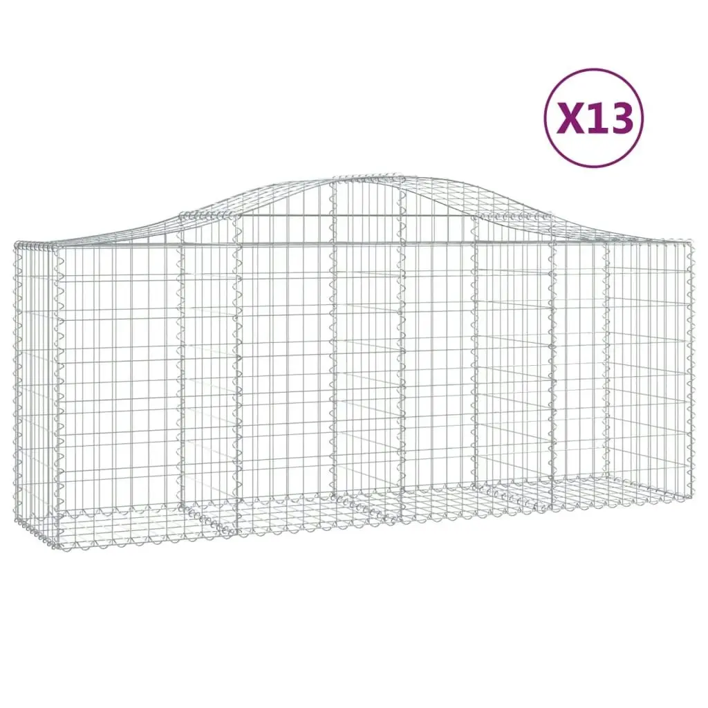 Arched Gabion Baskets 13 pcs 200x50x80/100 cm Galvanised Iron 3145630