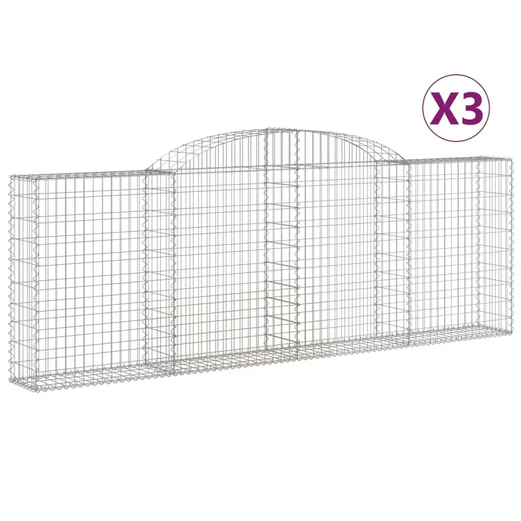 Arched Gabion Baskets 3 pcs 300x30x100/120 cm Galvanised Iron 3146522