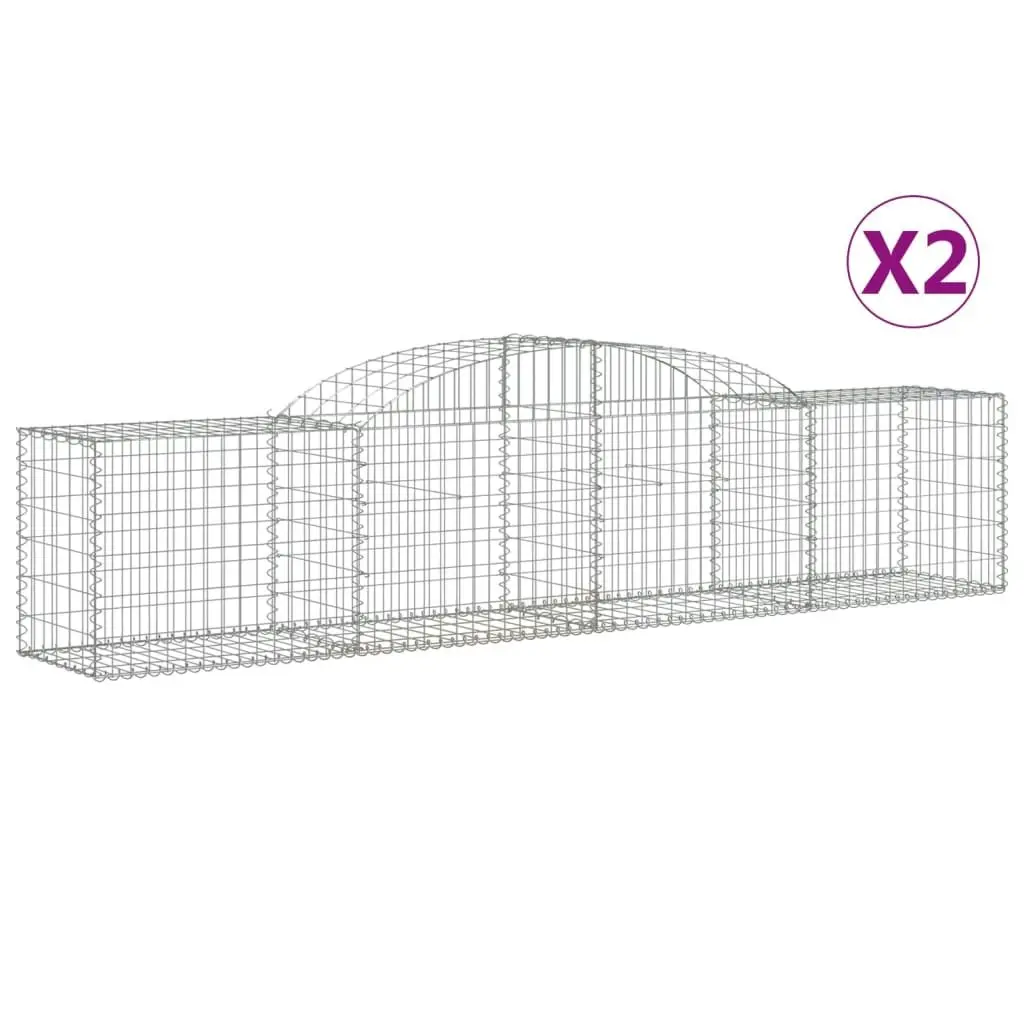 Arched Gabion Baskets 2 pcs 300x50x60/80 cm Galvanised Iron 3146665