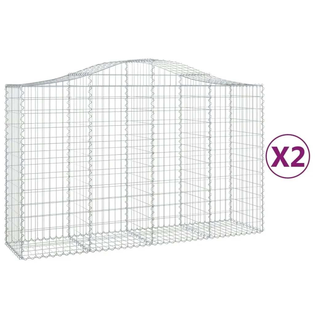 Arched Gabion Baskets 2 pcs 200x50x120/140 cm Galvanised Iron 3145661