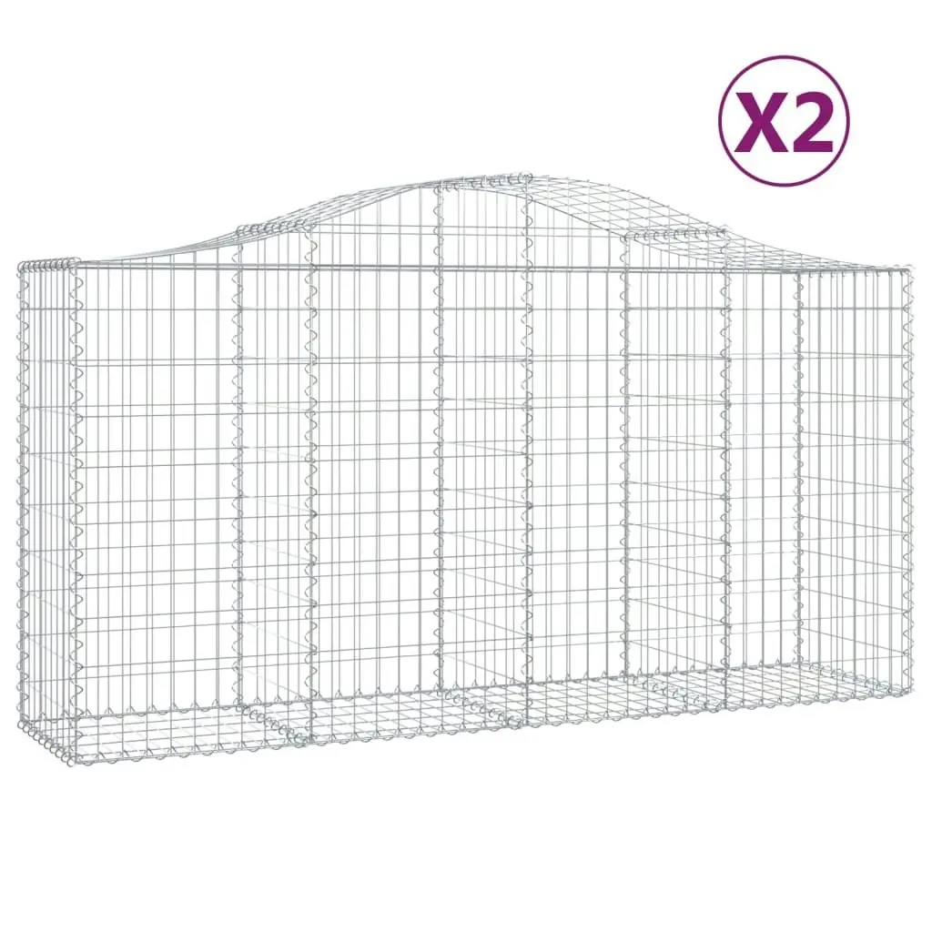 Arched Gabion Baskets 2 pcs 200x50x100/120 cm Galvanised Iron 3145640