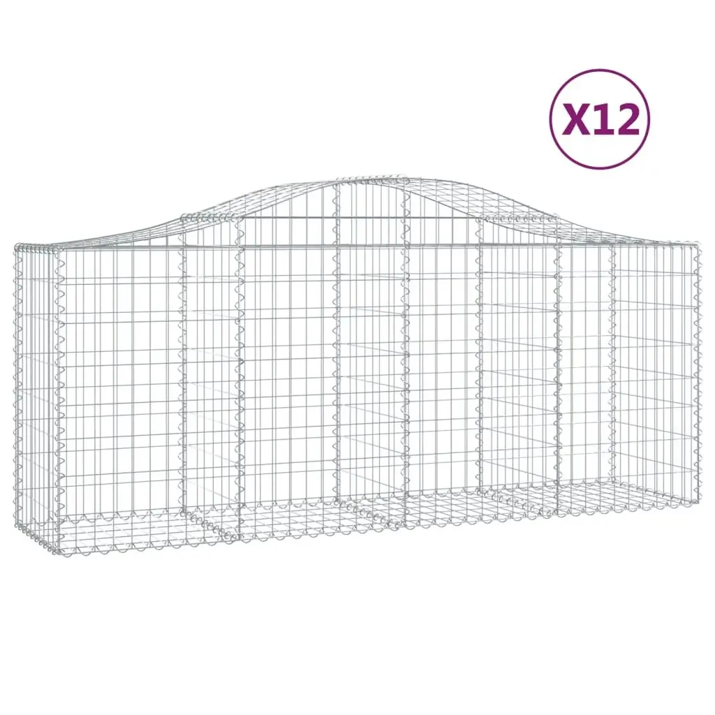 Arched Gabion Baskets 12 pcs 200x50x80/100 cm Galvanised Iron 3145629