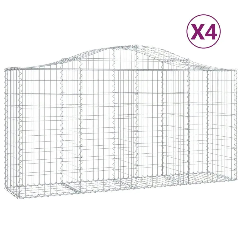 Arched Gabion Baskets 4 pcs 200x50x100/120 cm Galvanised Iron 3145642