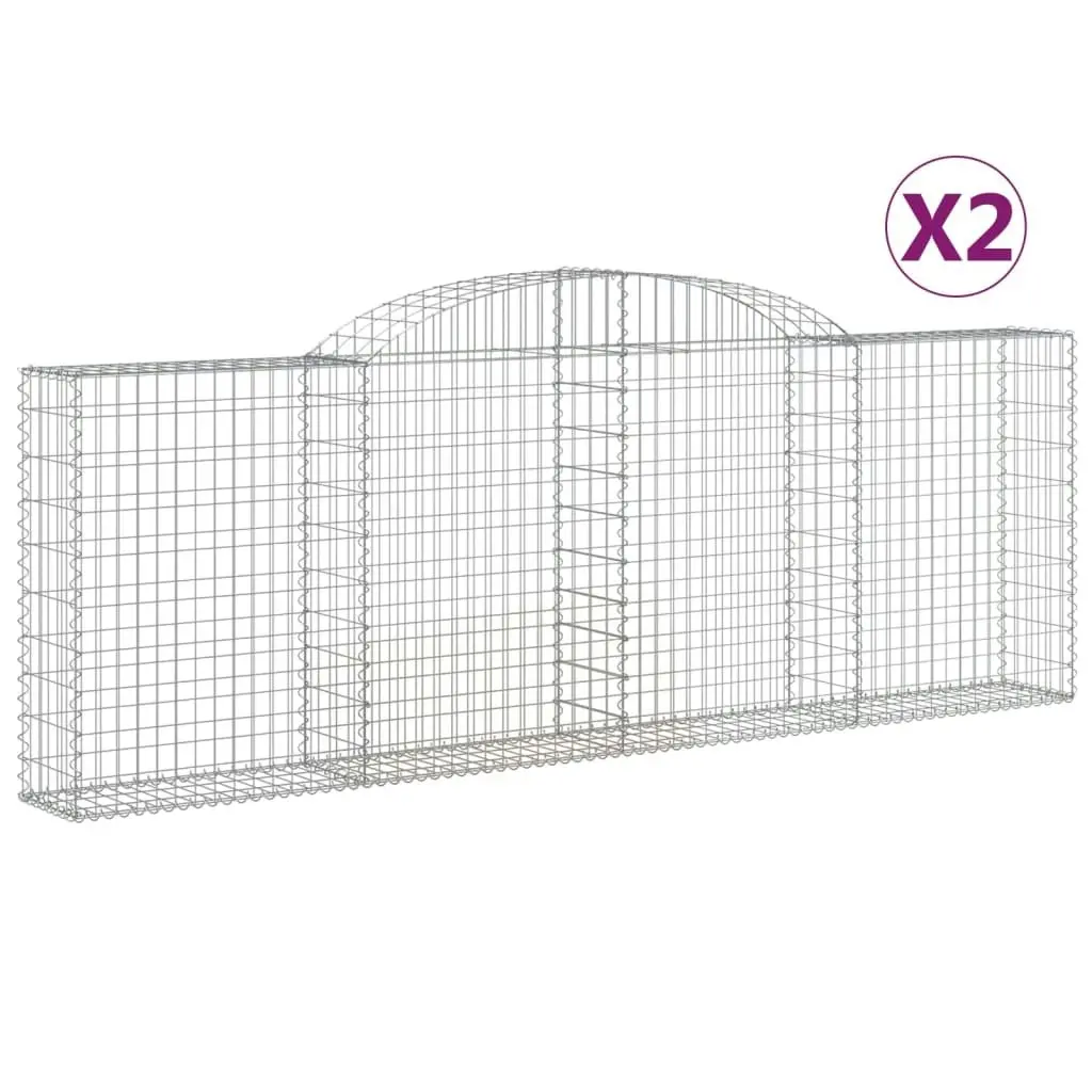 Arched Gabion Baskets 2 pcs 300x30x100/120 cm Galvanised Iron 3146521