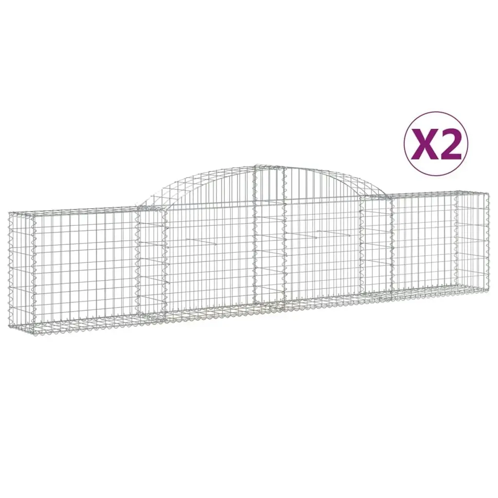 Arched Gabion Baskets 2 pcs 300x30x60/80 cm Galvanised Iron 3146485