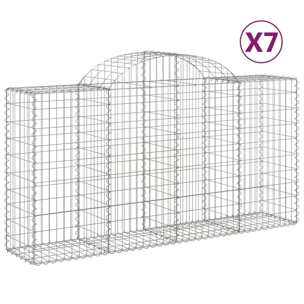 Arched Gabion Baskets 7 pcs 200x50x100/120 cm Galvanised Iron 3146325