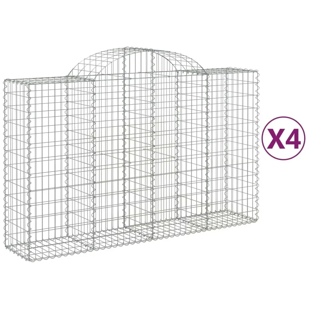 Arched Gabion Baskets 4 pcs 200x50x120/140 cm Galvanised Iron 3146343