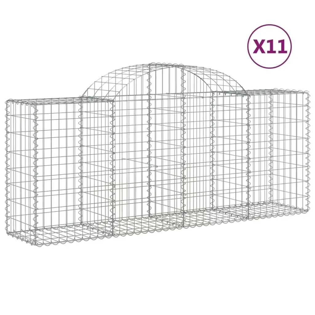 Arched Gabion Baskets 11 pcs 200x50x80/100 cm Galvanised Iron 3146308