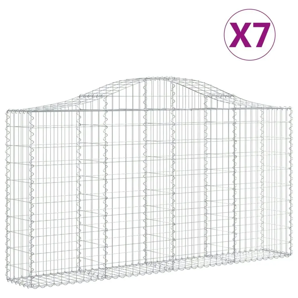 Arched Gabion Baskets 7 pcs 200x30x100/120 cm Galvanised Iron 3145435