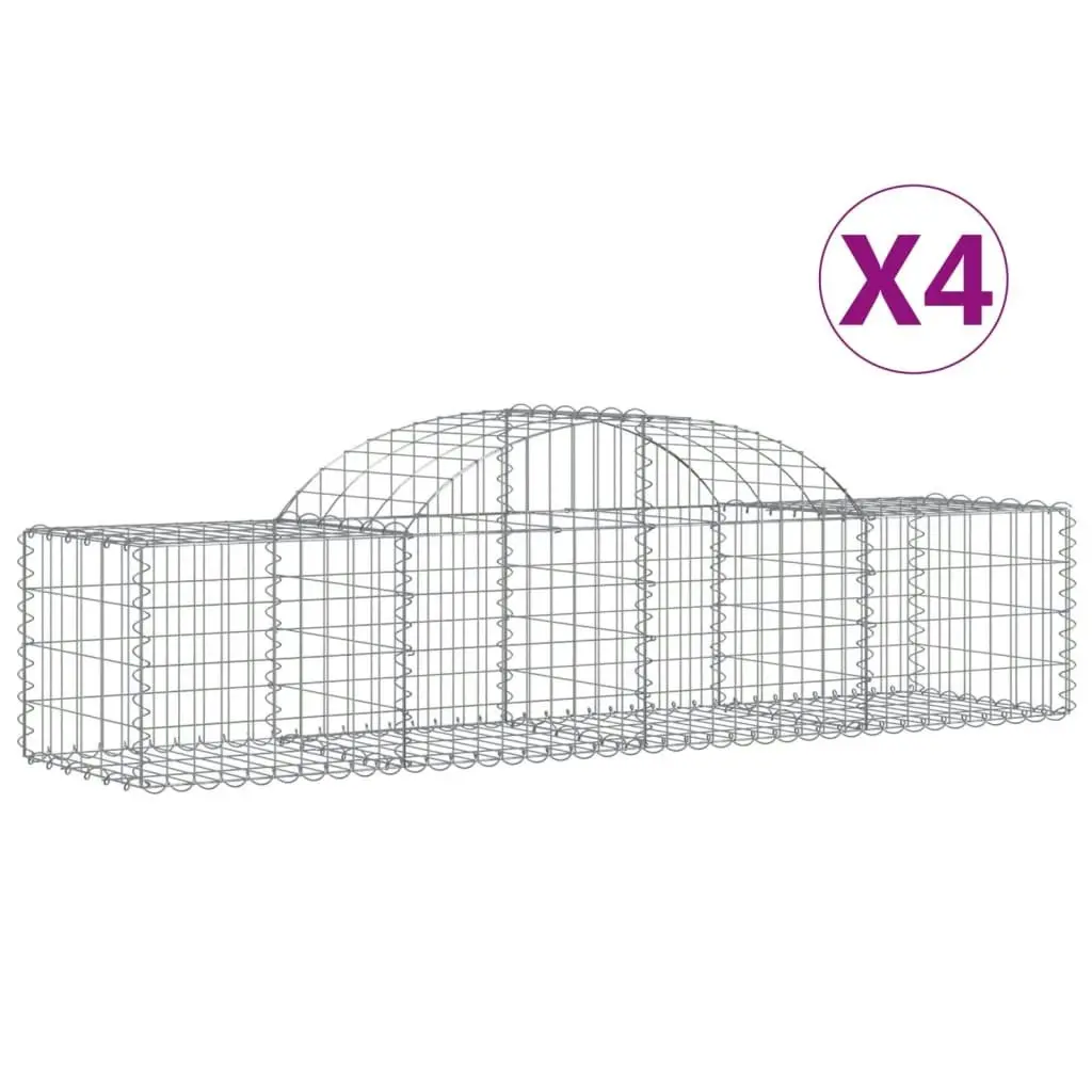 Arched Gabion Baskets 4 pcs 200x50x40/60 cm Galvanised Iron 3146259