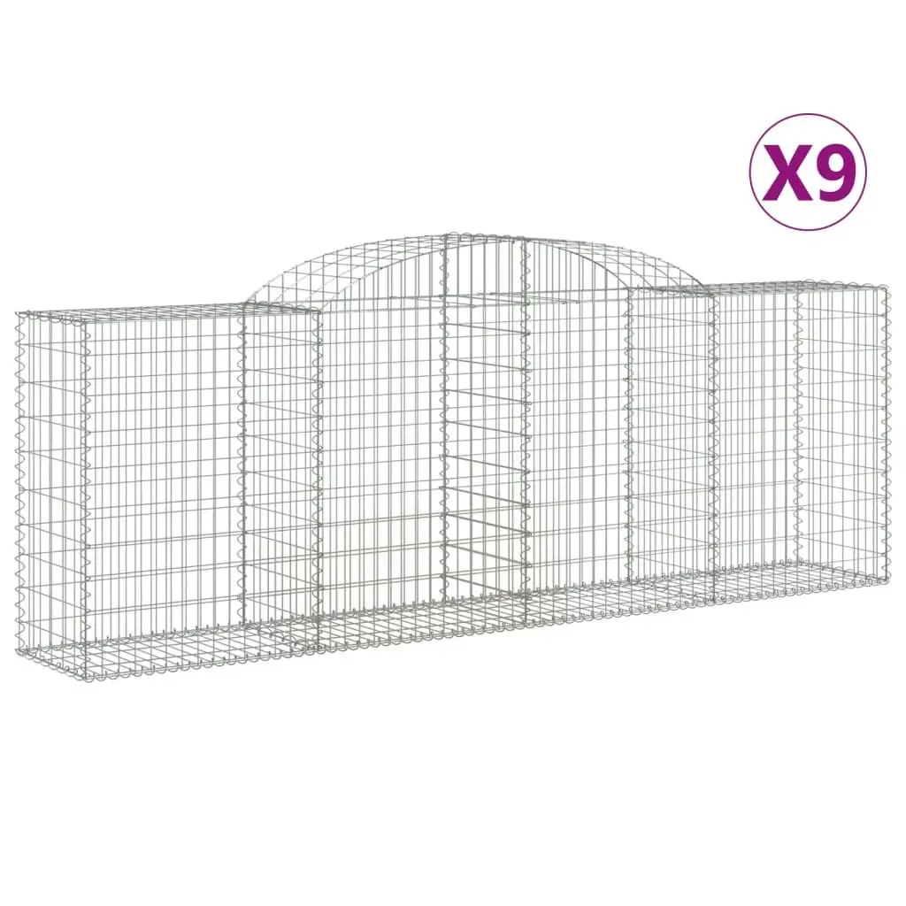 Arched Gabion Baskets 9 pcs 300x50x100/120 cm Galvanised Iron 3146708