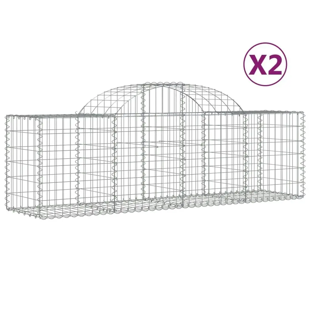 Arched Gabion Baskets 2 pcs 200x50x60/80 cm Galvanised Iron 3146278