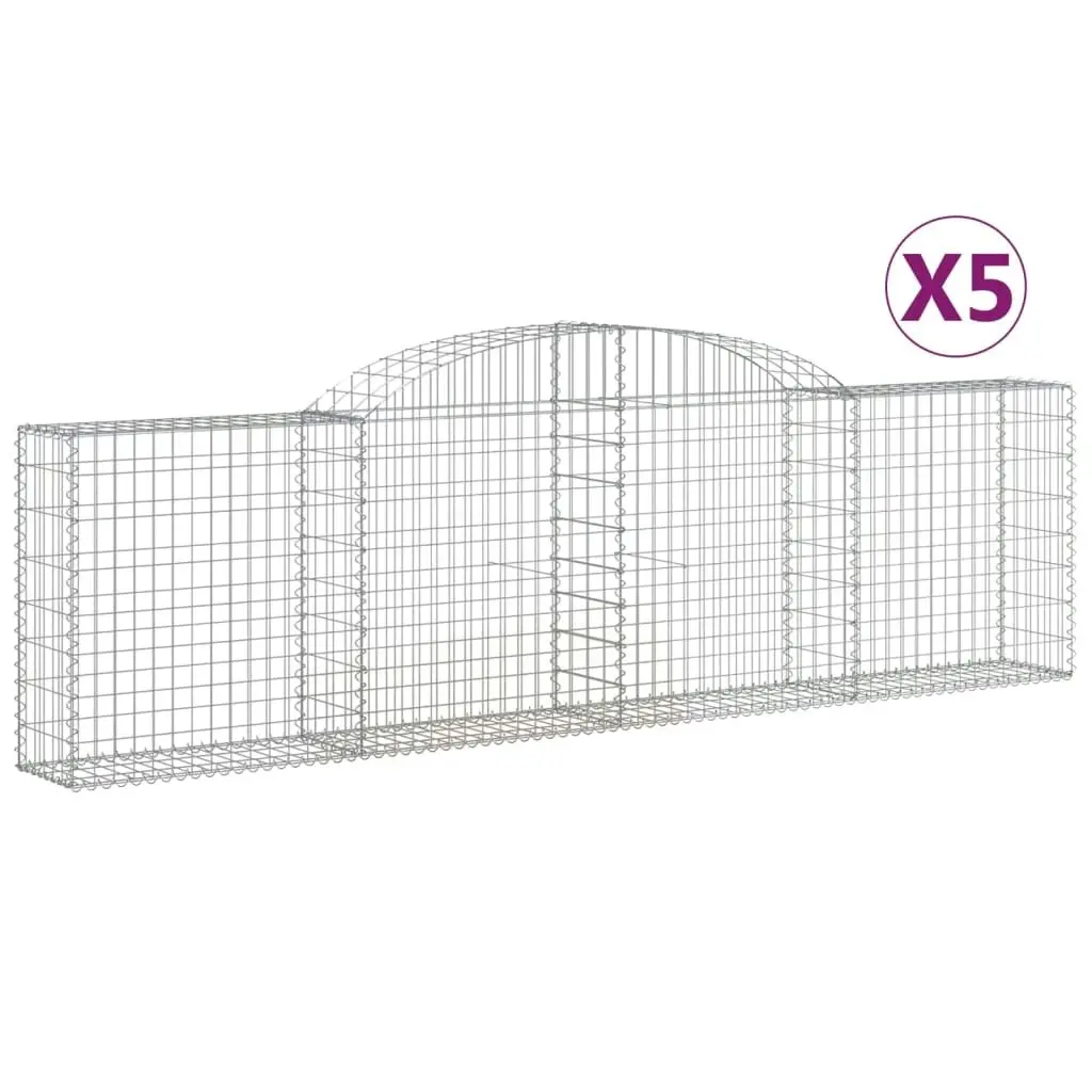 Arched Gabion Baskets 5 pcs 300x30x80/100 cm Galvanised Iron 3146506