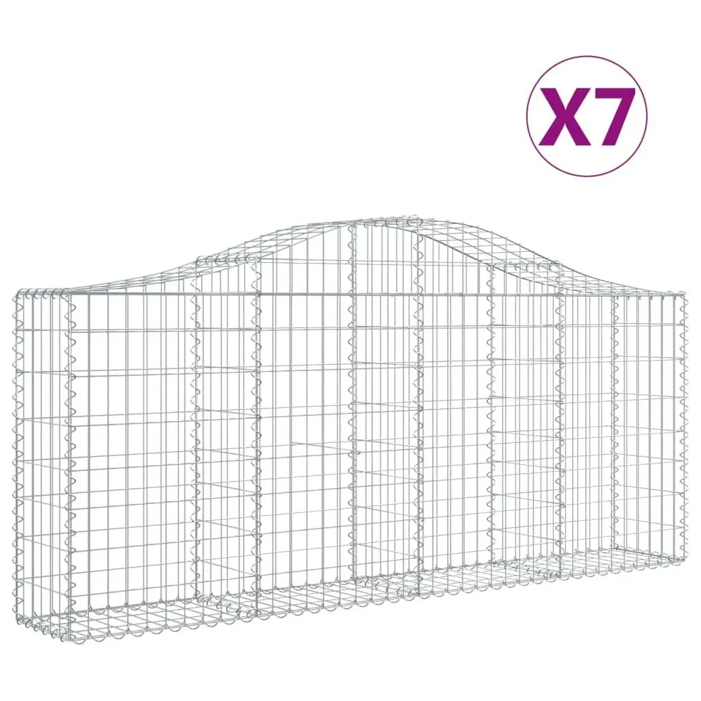 Arched Gabion Baskets 7 pcs 200x30x80/100 cm Galvanised Iron 3145414